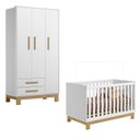 Ver imagem 1 de Berço Americano 4315 e Guarda Roupa 4340 Q Encanto Slim Branco Acetinado – Qmovi
