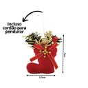 Ver mais imagens de Kit 18 Mini Enfeites Natal Tambor e Botinha Instrumento Veludo Vermelho e Dourado 3cm - Magizi