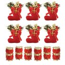 Ver imagem 1 de Kit 18 Mini Enfeites Natal Tambor e Botinha Instrumento Veludo Vermelho e Dourado 3cm - Magizi
