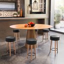 Ver imagem 3 de Kit 6 Bancos Banqueta Paris Couro Preto Mesa Gourmet Pés Madeira Ms Decor
