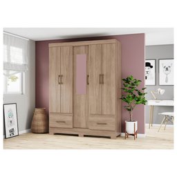 Guarda-Roupa 5 Portas Henn Briz B60-198 2 Gavetas Jequitibá Brilho SE - 2