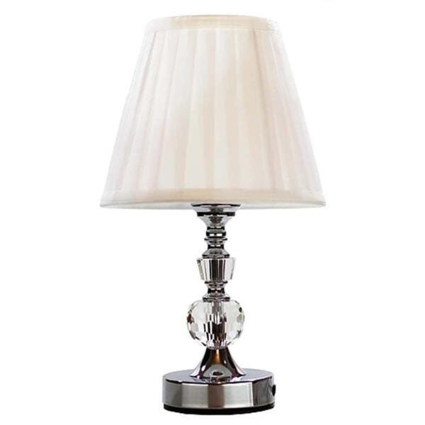 Abajur Cristal Vidro Toque Mesa Decoração para Sala Quarto com Cúpula Drapeada 35cm Ref. 311