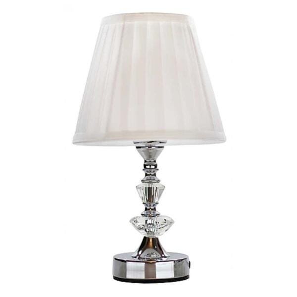 Abajur Cristal Vidro Toque Mesa Decoração para Sala Quarto com Cúpula Drapeada 35cm Ref. 334