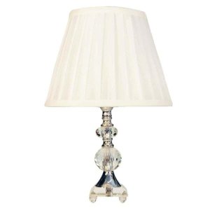 Abajur Cristal Vidro Mesa Decoração para Sala Quarto com Cúpula Drapeada 35cm Ref. 181
