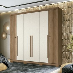 Guarda Roupa Casal 6 Portas Ripado Buriti com Pes Santos Andira - 4