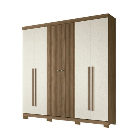 Guarda Roupa Casal 6 Portas Ripado Buriti com Pes Santos Andira