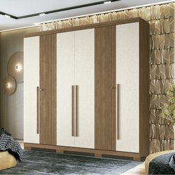 Guarda Roupa Casal 6 Portas Ripado Buriti com Pes Santos Andira - 3
