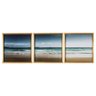 Quadro Decorativo Trio Com Moldura Vidro Mar Oceano Para Quarto Sala 160x50cm - 1