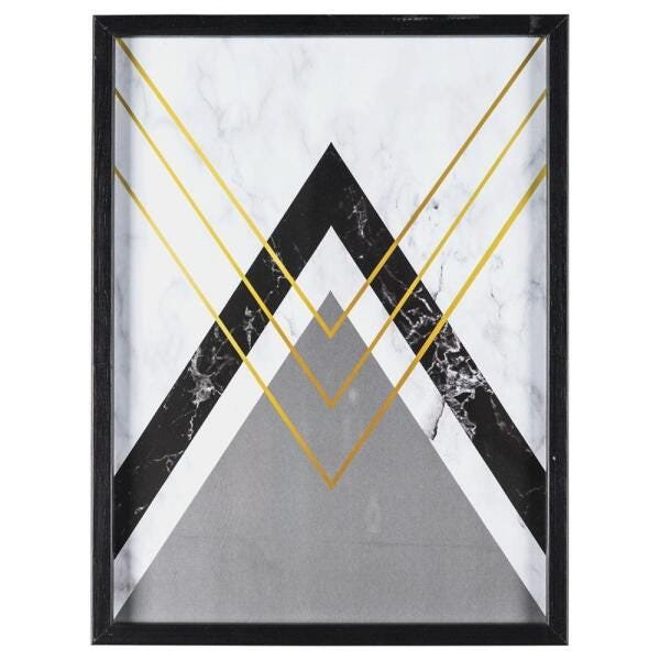 Quadro Decorativo Trio Triângulo para Sala Quarto Escritório em Vidro com Moldura Preta em MDF - 5