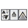 Quadro Decorativo Trio Triângulo para Sala Quarto Escritório em Vidro com Moldura Preta em MDF - 1