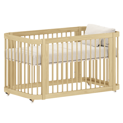 Berço Quater 3 em 1 em Madeira Pinus Carvalho Malva – Mini Berço, Berço Americano e Mini Cama