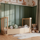 Ver imagem 4 de Berço Quater 3 em 1 em Madeira Pinus Carvalho Malva – Mini Berço, Berço Americano e Mini Cama