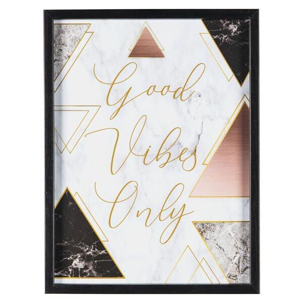 Quadro Decorativo Trio para Sala Quarto Escritório em Vidro com Moldura em MDF Good Vibes Only - 4
