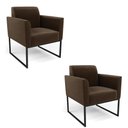 Ver imagem 1 de Kit 2 Poltronas Base Industrial Preto Marisa Suede Marrom D03 - D'Rossi