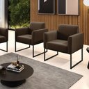 Ver imagem 2 de Kit 2 Poltronas Base Industrial Preto Marisa Suede Marrom D03 - D'Rossi