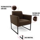 Ver imagem 6 de Kit 2 Poltronas Base Industrial Preto Marisa Suede Marrom D03 - D'Rossi