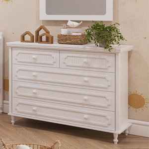 Cômoda para Quarto Infantil Branca com 5 Gavetas Linha Classic Branco Fosco Quater