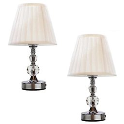 Kit Abajur Cristal Vidro Toque 2 Peças Mesa Decoração Sala Quarto com Cúpula Drapeada 35cm Ref - 1