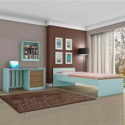 Berço 6 em 1, Berço, Cama, Escrivaninha, Mesa de Cabeceira e Nicho Prateleira Nobili Menta Amendoa - 3