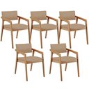 Ver imagem 1 de Kit 05 Cadeiras para Sala de Jantar Estar Living Giorgia B04 Linho Bege Escuro