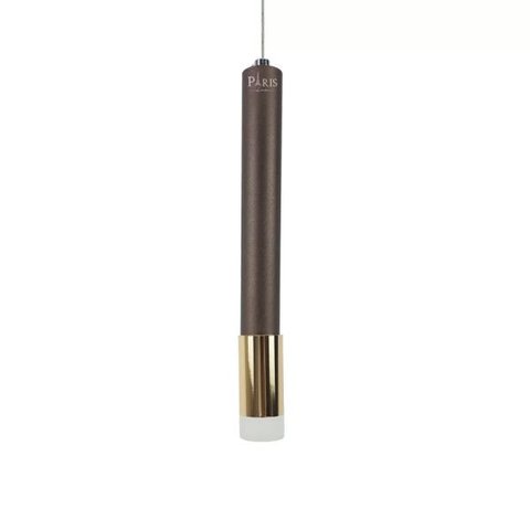 Pendente Tubo 27cm Marrom Dourado Led 5w 3000k Bivolt Delis