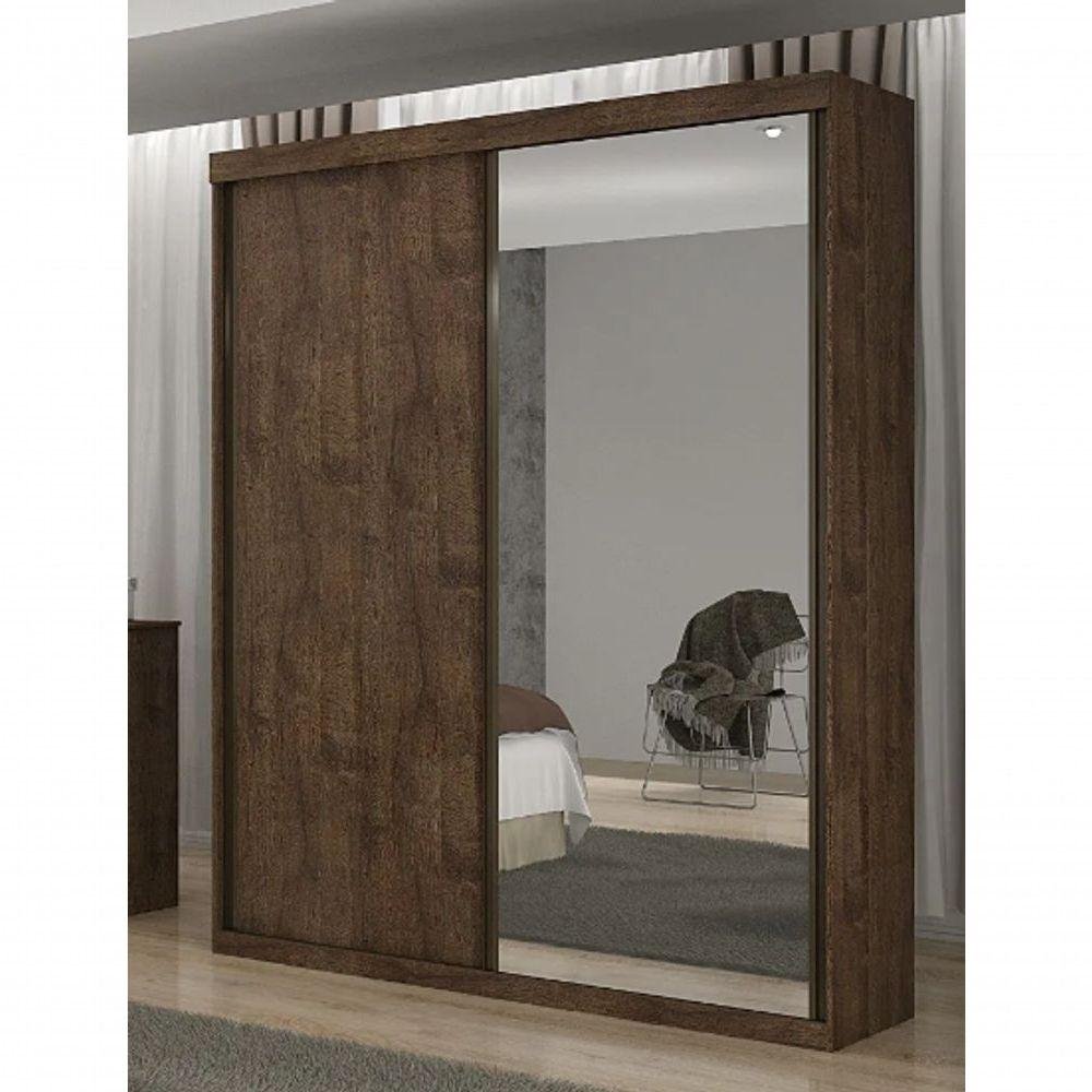 Guarda Roupa Solteiro Búzios 2 Portas de Correr 1 Porta Espelhada 3 Gavetas 100% Mdf - Móveis