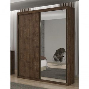 Guarda Roupa Solteiro Búzios 2 Portas de Correr 1 Porta Espelhada 3 Gavetas 100% Mdf - Móveis
