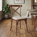 Ver imagem 2 de Cadeira de Jantar Cross com Assento Corano Bege Estofada para Sala e Cozinha Moderna Design - Cobre