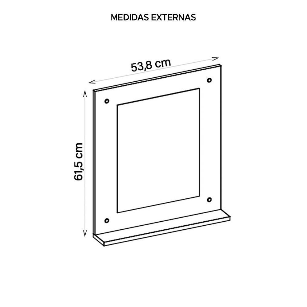 Painel Espelho Multifuncional Banheiro Branco Clean Caemmun - 3