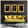 KIT 3 Quadros Estilos Canvas NEGRAS AFRICANAS DOURADAS  160X70cm montado - 2