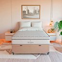 Ver imagem 4 de Cama Box Baú Casal Bege + Colchão Paris Molas Branco Suede Bege/branco