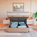 Ver imagem 2 de Cama Box Baú Casal Bege + Colchão Paris Molas Branco Suede Bege/branco