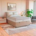Ver imagem 3 de Cama Box Baú Casal Bege + Colchão Paris Molas Branco Suede Bege/branco