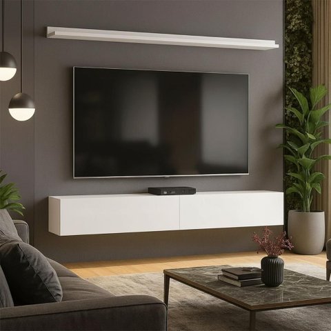 Bancada Suspensa e Prateleira 197cm Slat Z49 Branco - Mpozenato
