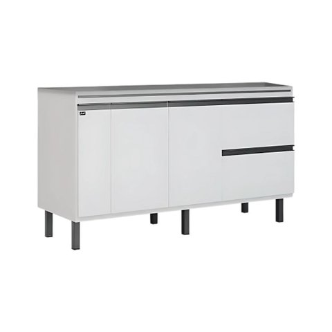 Gabinete de Cozinha Balcão 2 Portas Branco 144cm 100% MDF:Branco