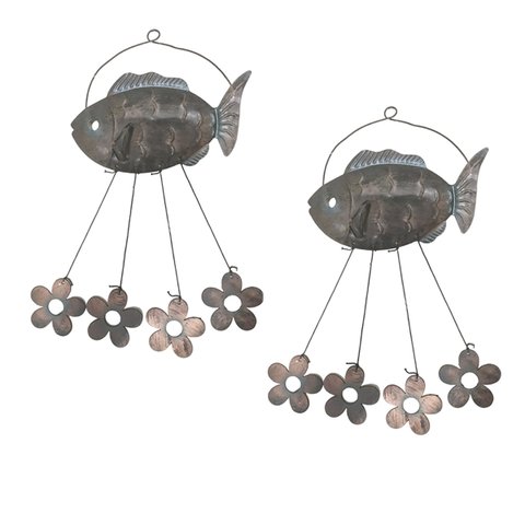 Sino Dos Ventos Peixe Flores Kit 2 Unidades Jardim Quintal Decoraçao Varanda Enfeite Ambiente Extern