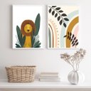 Ver imagem 1 de Kit 2 Quadros Decorativos Infantis Safari soft 33x24cm:madeira Preta