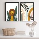 Ver imagem 2 de Kit 2 Quadros Decorativos Infantis Safari soft 33x24cm:madeira Preta