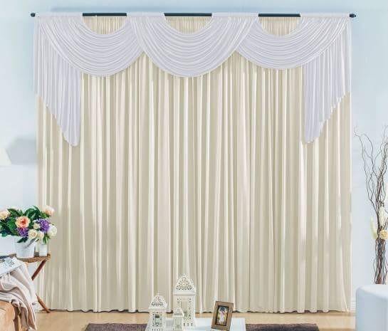 Cortina London - uma cortina creme com branco + uma Creme 3 x 2,80metros - 1