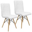 Ver imagem 1 de Kit 2 Cadeiras Gomos Eiffel Eames Fitz Dublin Estofada Base Madeira Branca