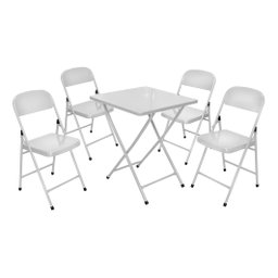 Mesa Dobravel Conjunto com 4 Cadeiras - Branco Açomix - 1