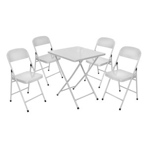 Mesa Dobravel Conjunto com 4 Cadeiras - Branco Açomix