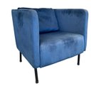 Ver imagem 1 de Poltrona Decorativa Hanna Pés em Metal - Élpis Móveis - Veludo Azul Marinho
