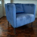 Ver imagem 3 de Poltrona Decorativa Hanna Pés em Metal - Élpis Móveis - Veludo Azul Marinho