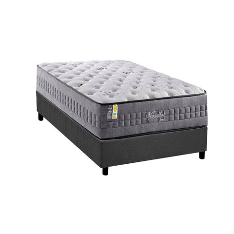 Cama Box Solteiro: Colchão Molas Masterpocket Ensacadas Versalhes + Base Crc Suede Gray (96x203)