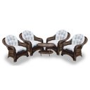 Ver imagem 1 de Conjunto de Poltronas Fibra Sintética Roma - 4 Poltronas + 1 Mesa Centro - Tecido Duna Cru