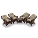 Ver imagem 1 de Conjunto de Poltronas Fibra Sintética Roma - 4 Poltronas + 1 Mesa Centro - Tecido Duna Deserto