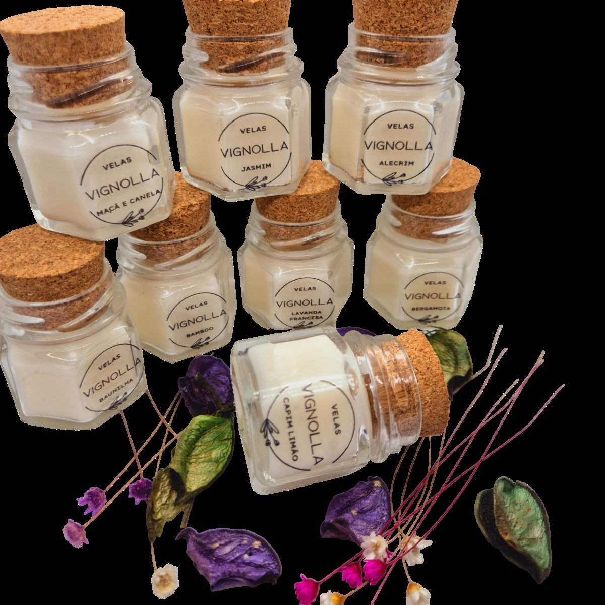 8 Velas Aromáticas 30gr Kit Velas Mini Aromas Cera de Coco