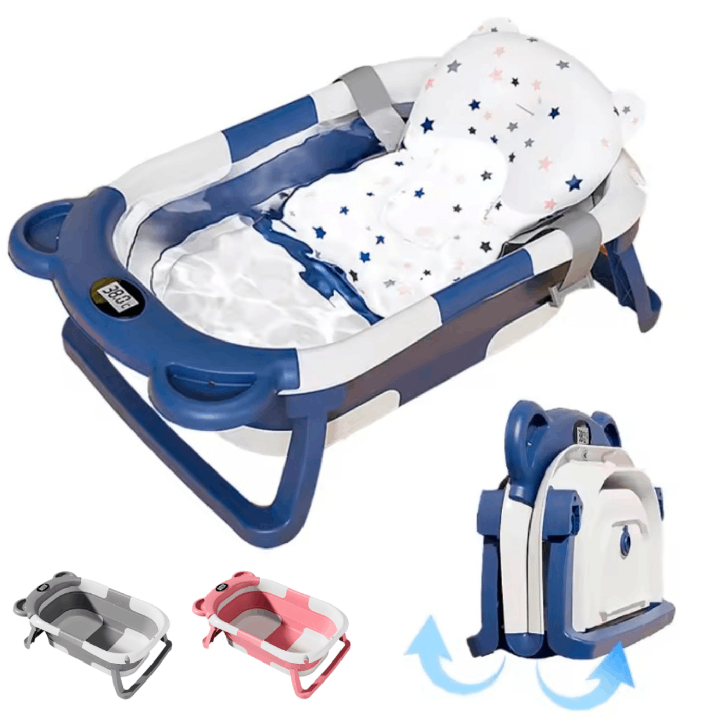 Banheira Bebe Super Compacta Retrátil e Dobrável Novidade - Azul