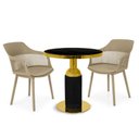 Ver imagem 1 de Conjunto Mesa de Jantar Redonda Imperial 70cm Preta com 2 Cadeiras Estofadas Marcela - Nude Escuro